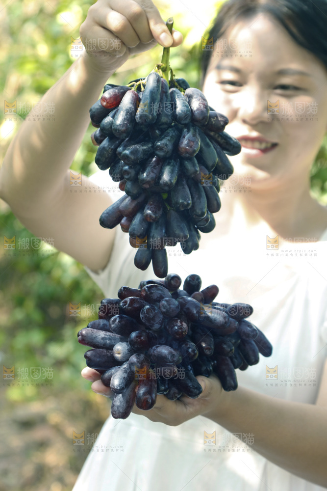 手里拿着蓝宝石葡萄