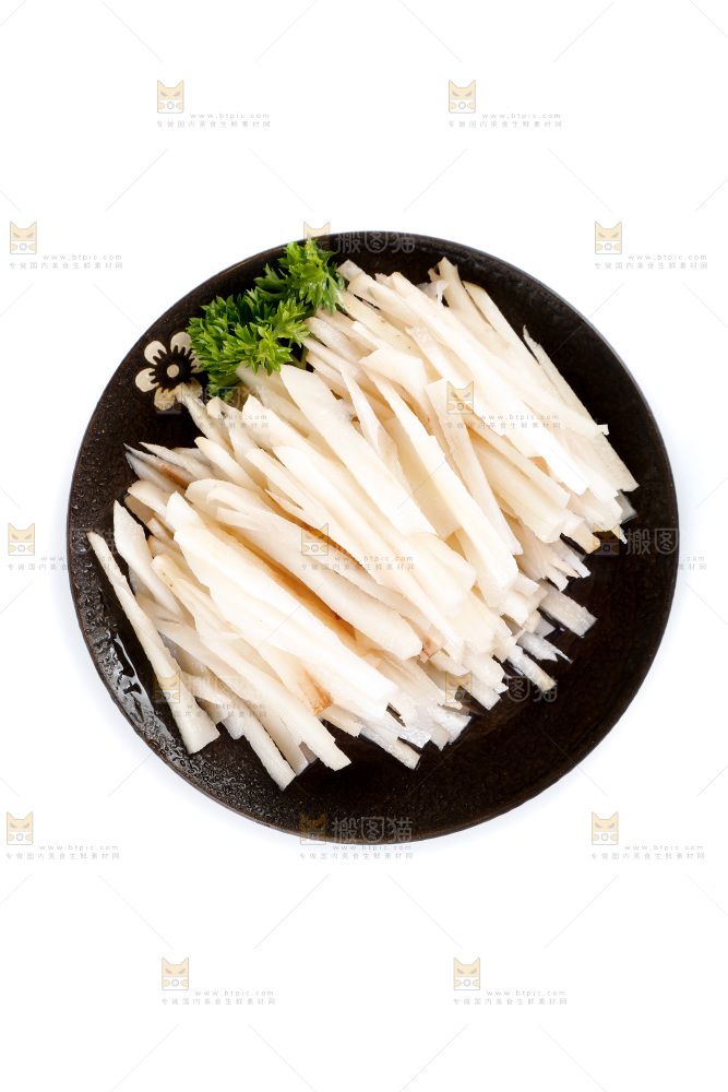 白底上放着一盘洪湖莲藕