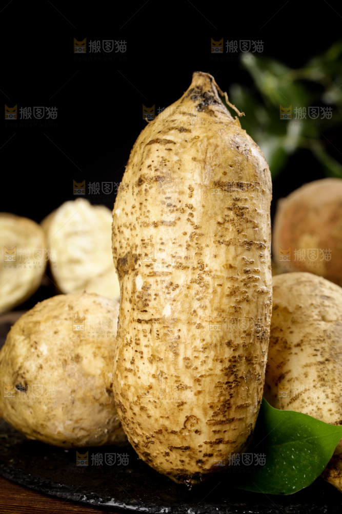 黑石板上的白皮番薯