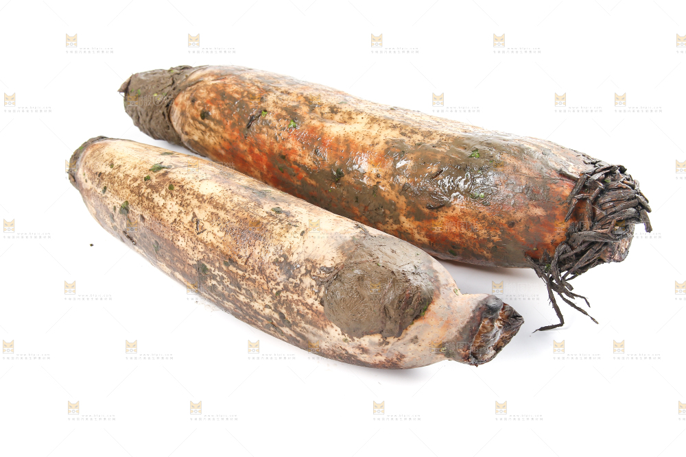 白底上放着莲藕