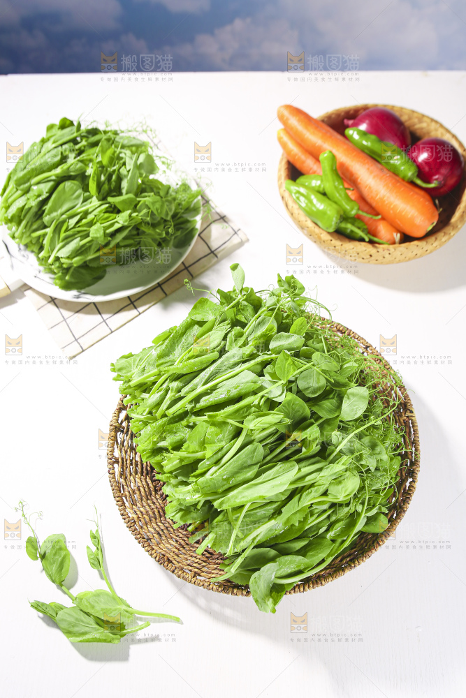 浅底上的豌豆尖