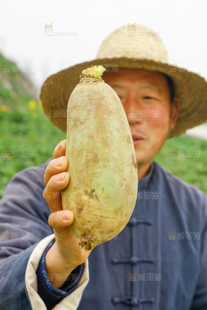 手里拿着水果萝卜