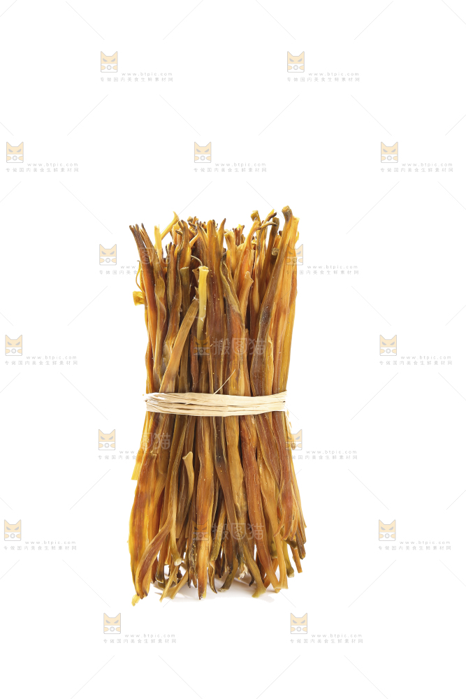 白底上摆放的黄花菜
