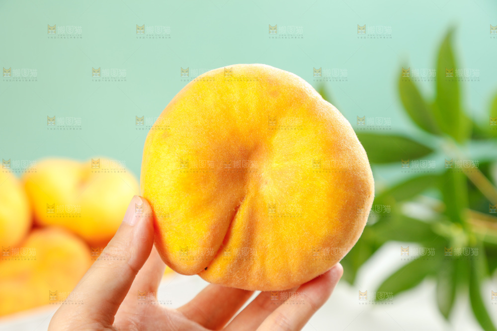 浅底上放着的黄蟠桃