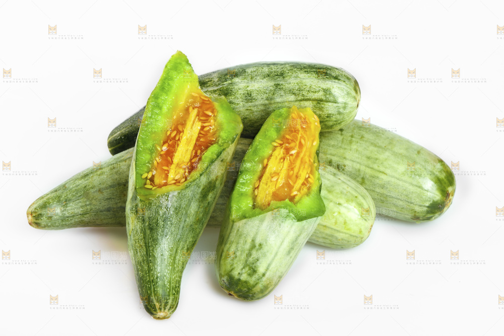 白底上的羊角蜜瓜