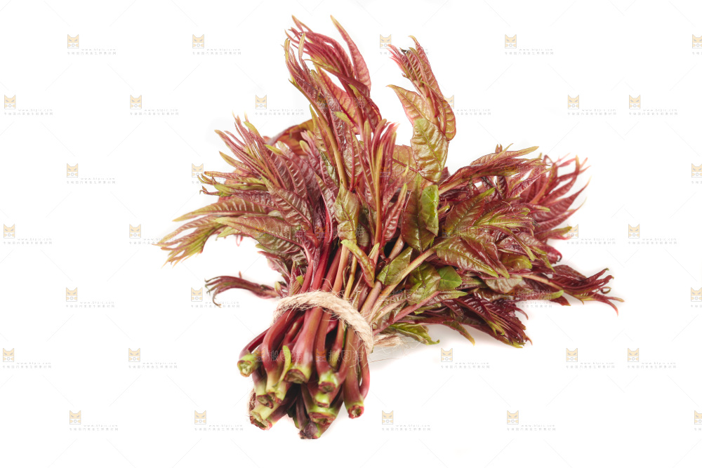 白底上放着红芽香椿