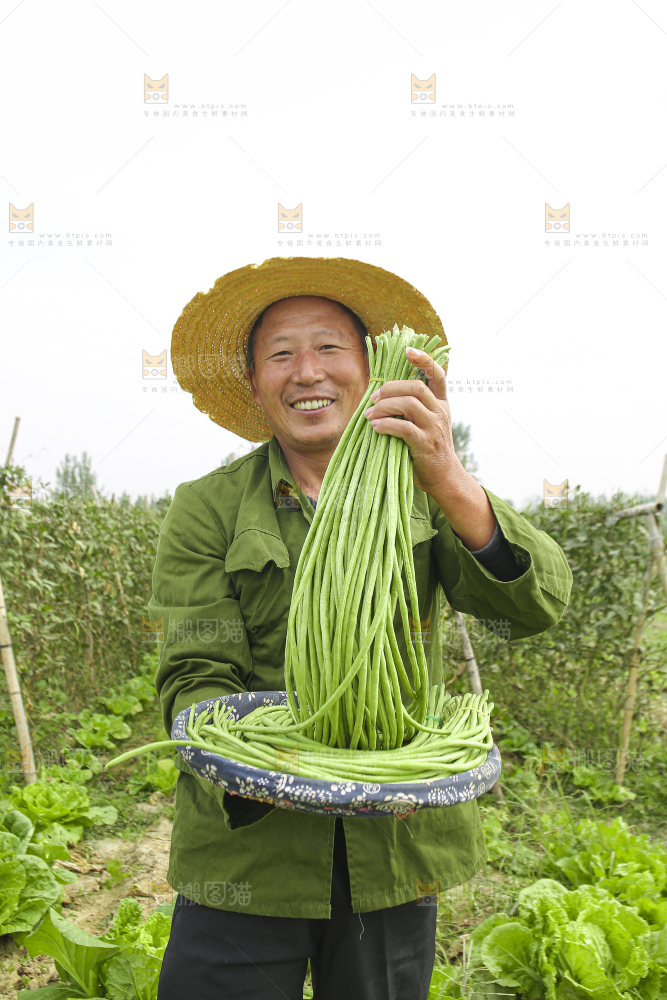 手里拿着长豇豆