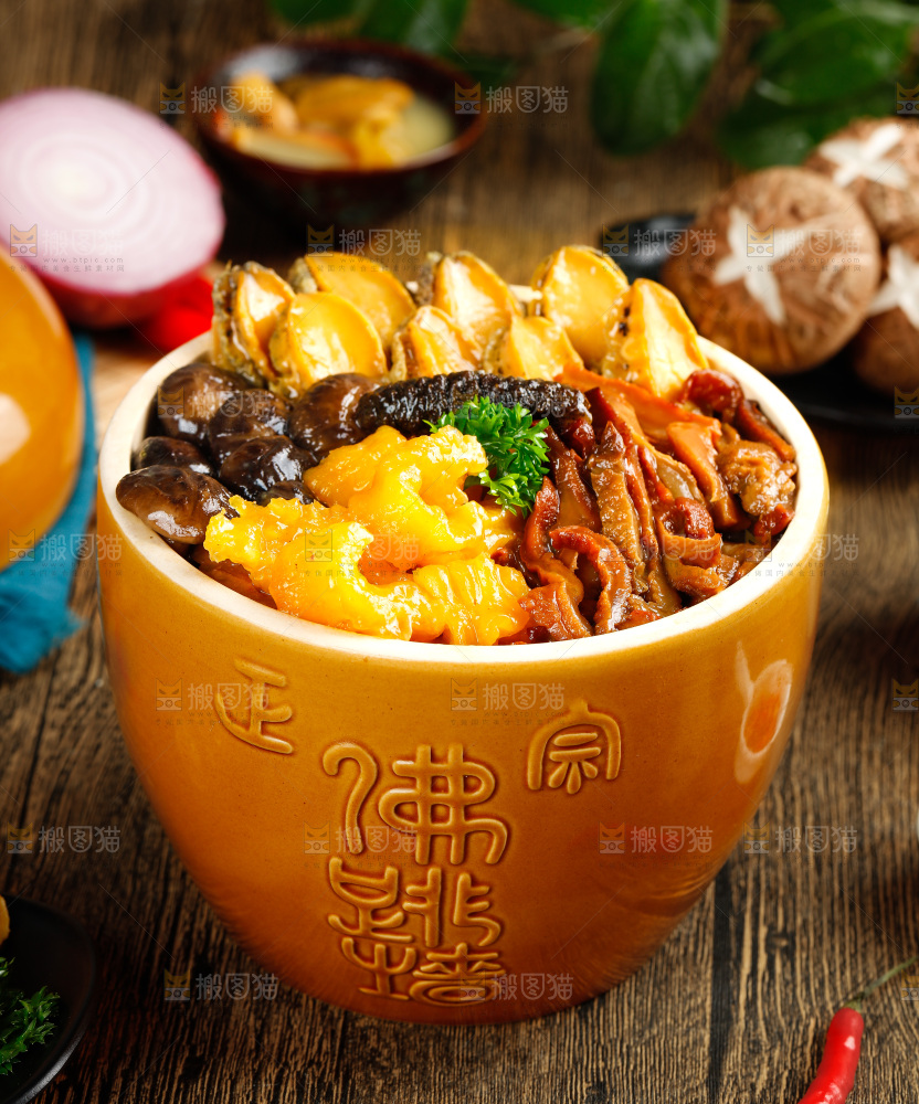 深底上的佛跳墙食材