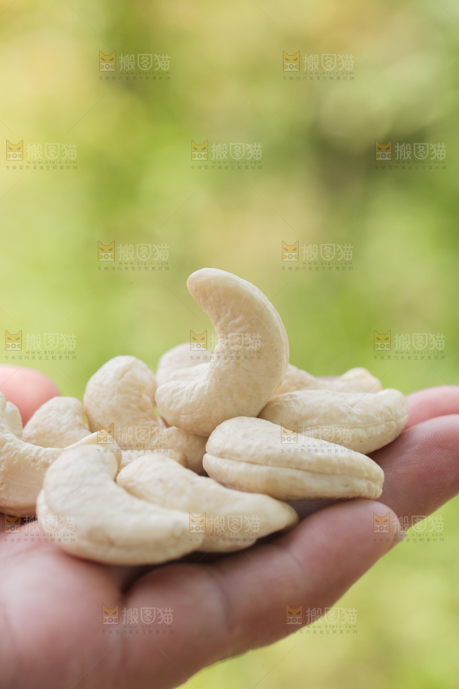 手里拿着腰果仁