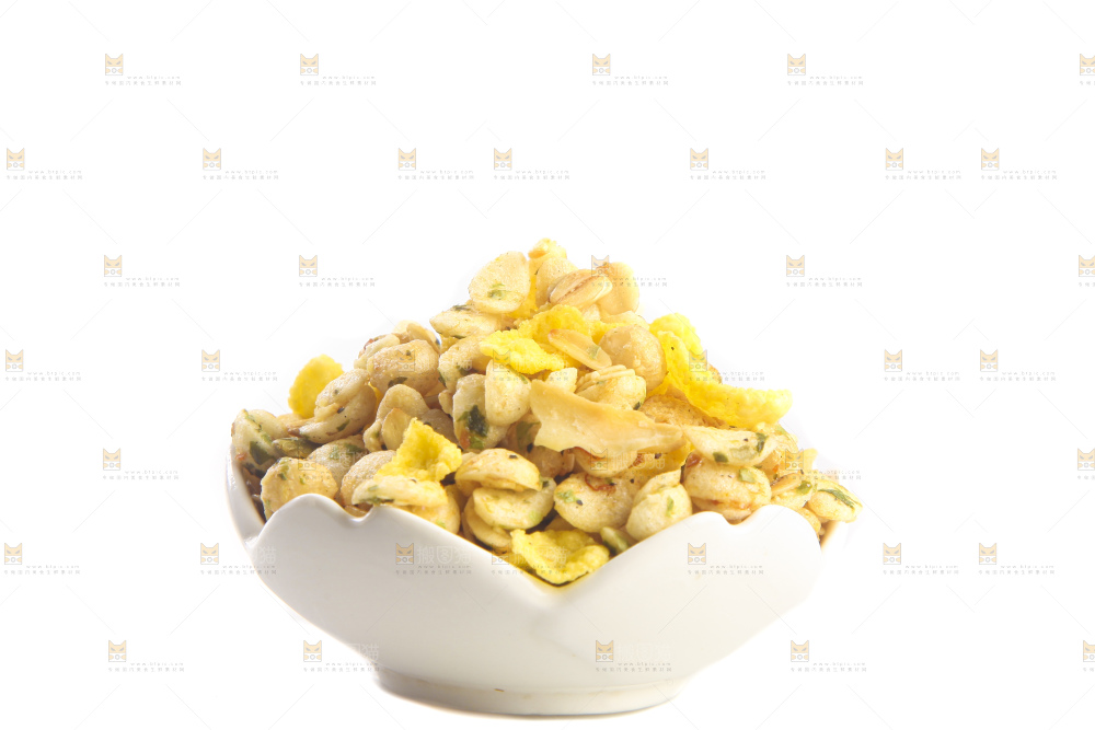 白底上的谷物麦片