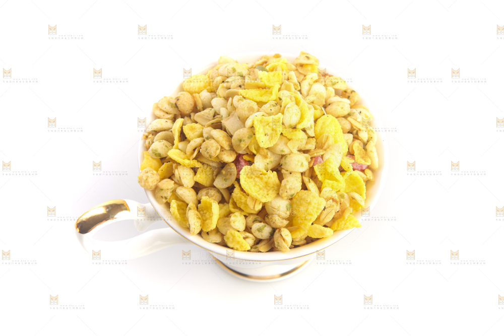 白底上的谷物麦片