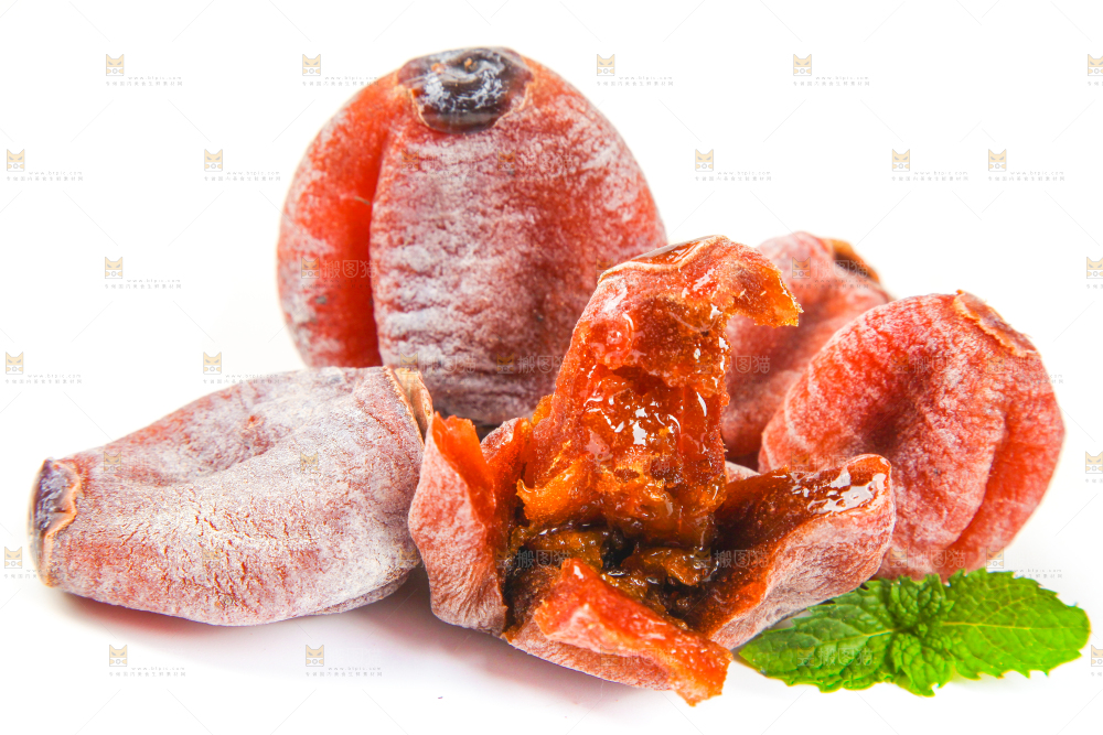 白底上放着吊柿饼