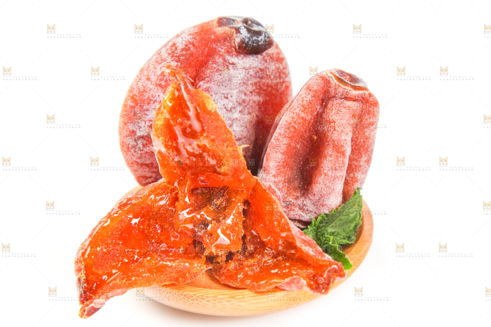 白底上放着吊柿饼