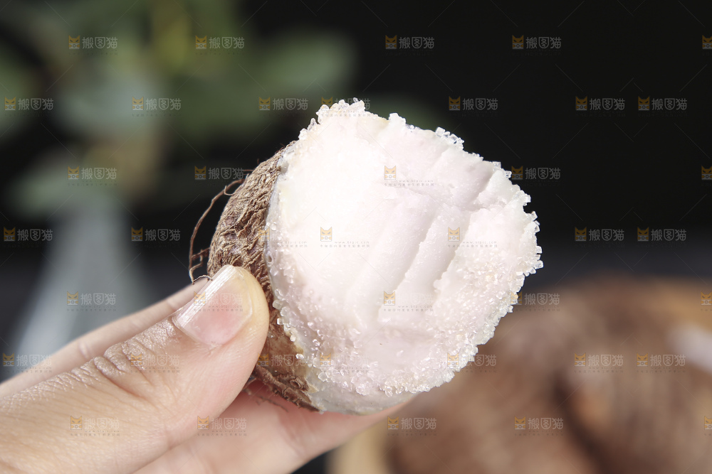 深底上的新鲜小芋头