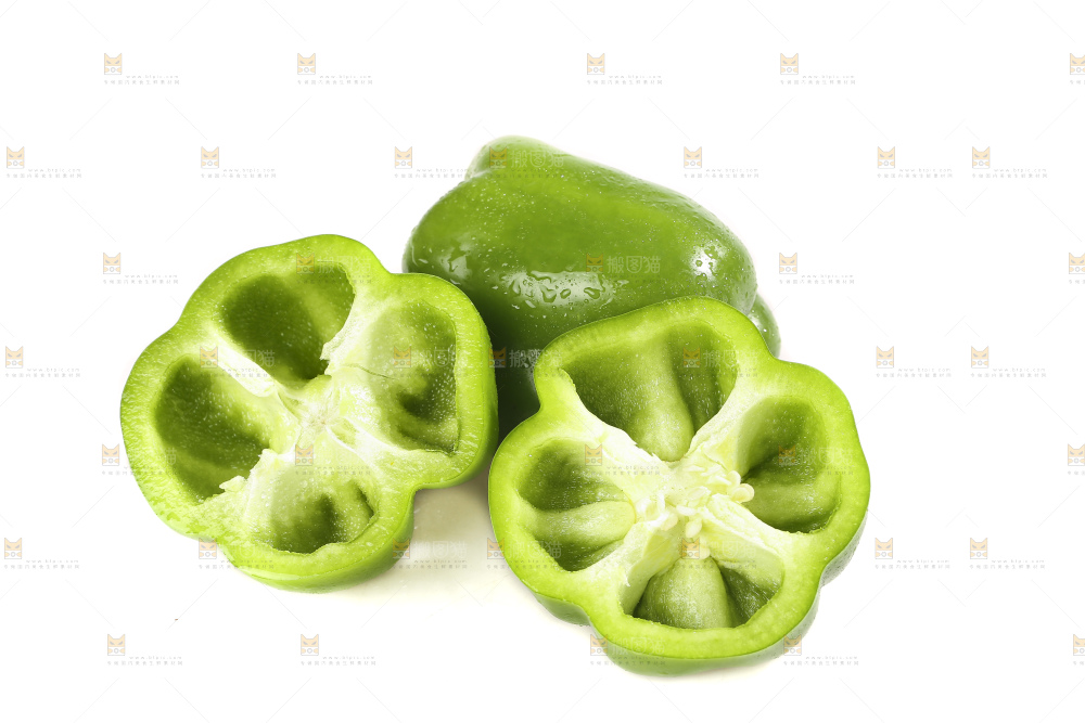 白底上的青圆椒