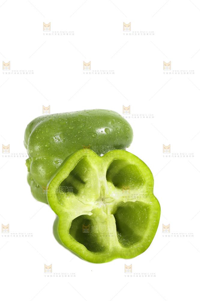 白底上的青圆椒