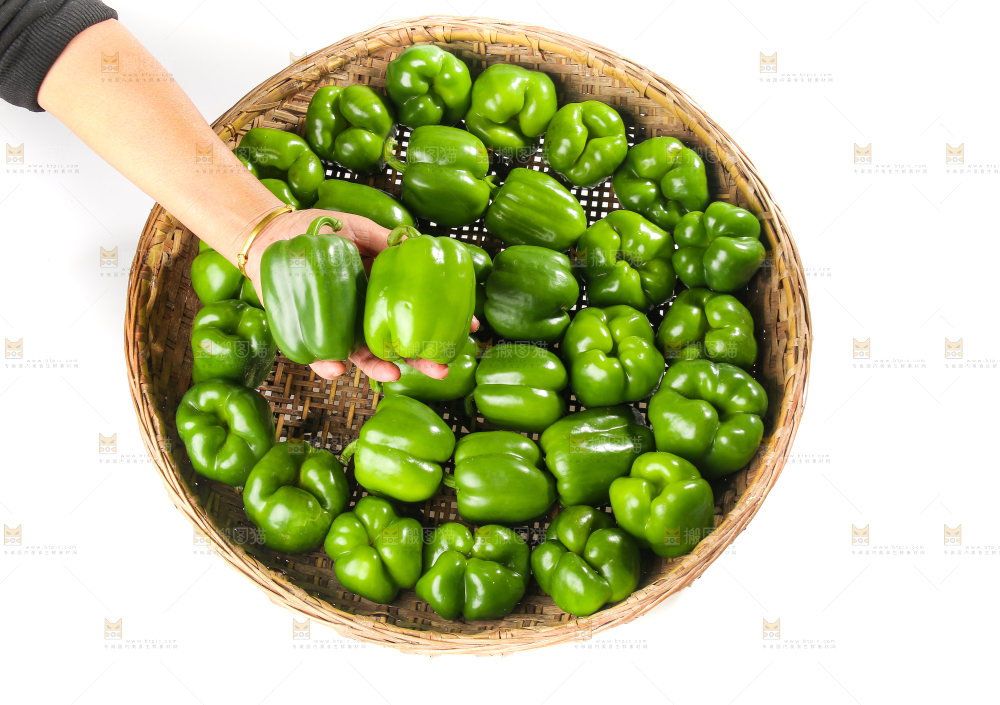 白底上的青圆椒