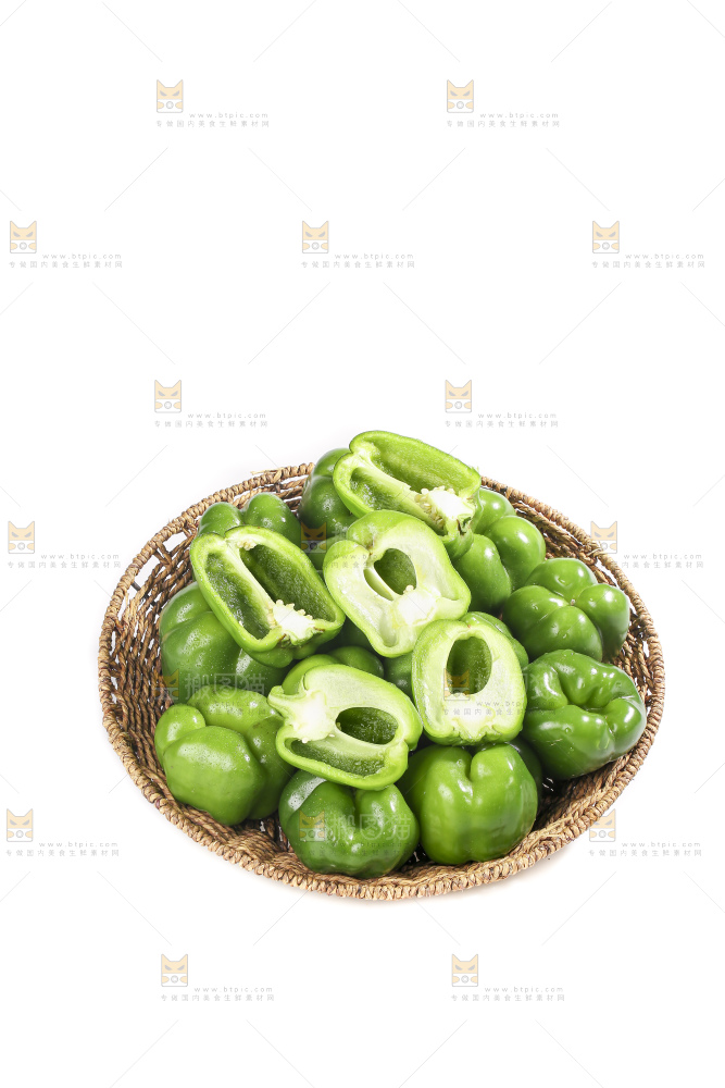 白底上的青圆椒