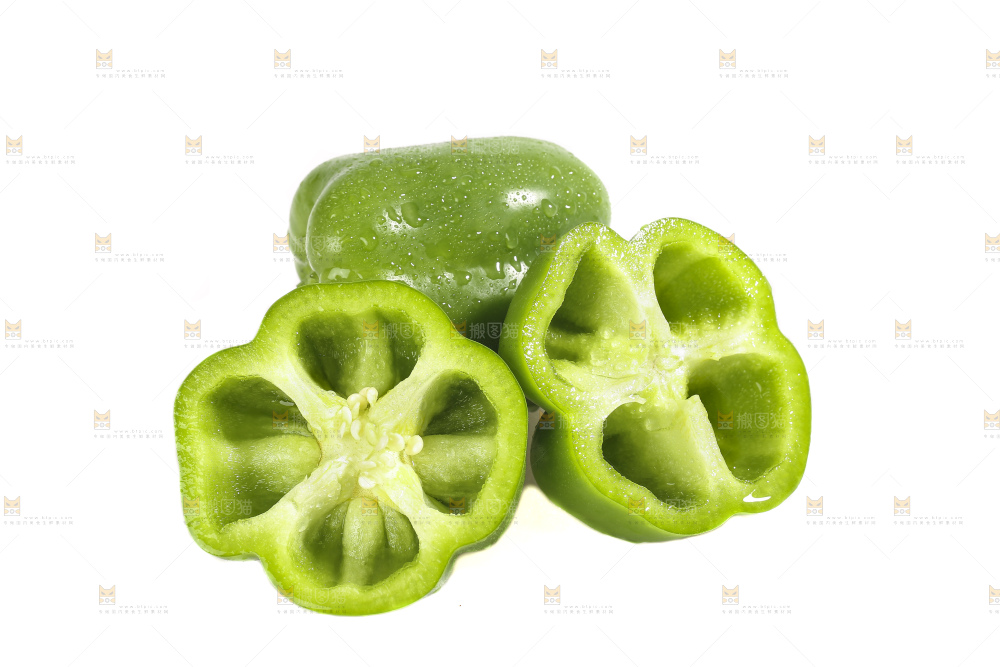 白底上的青圆椒