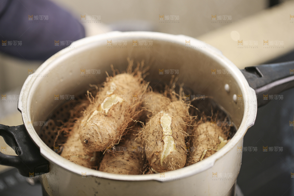 锅里蒸熟的毛薯