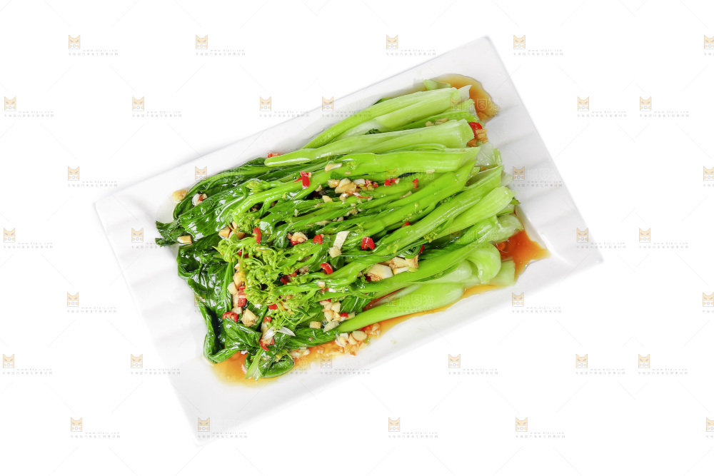 白底上的广东菜心