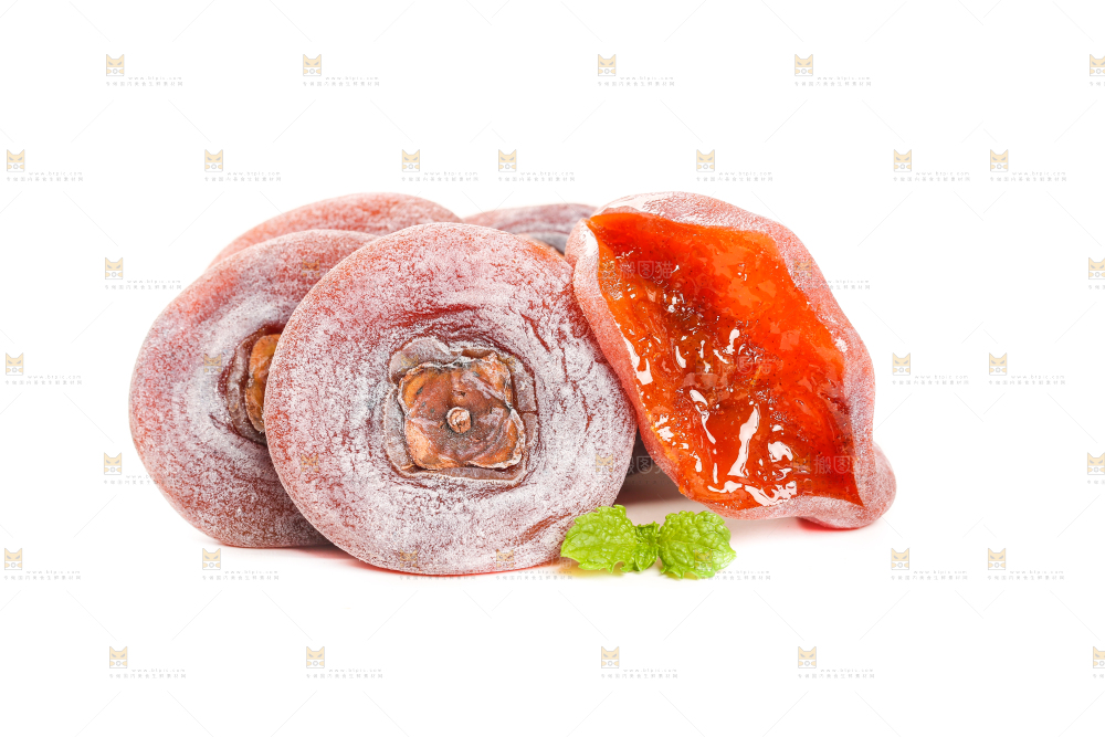 白底上放着圆柿饼