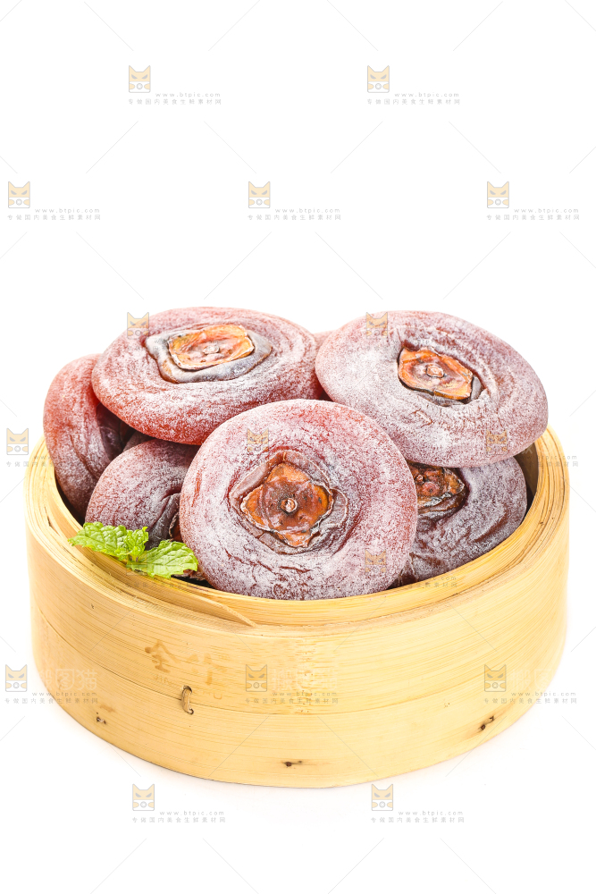 白底上放着圆柿饼