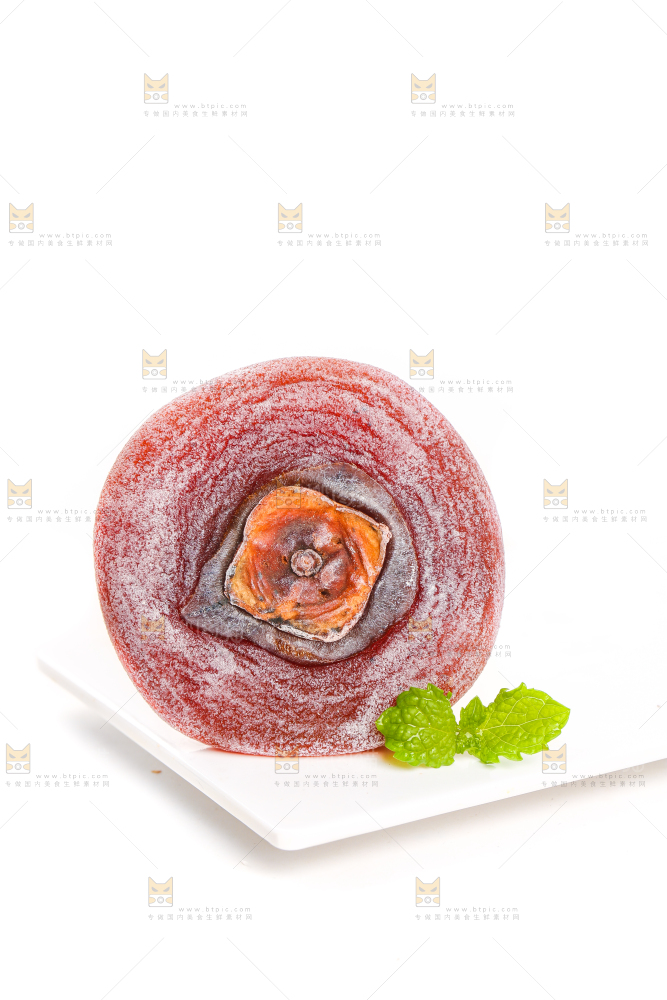 白底上放着圆柿饼