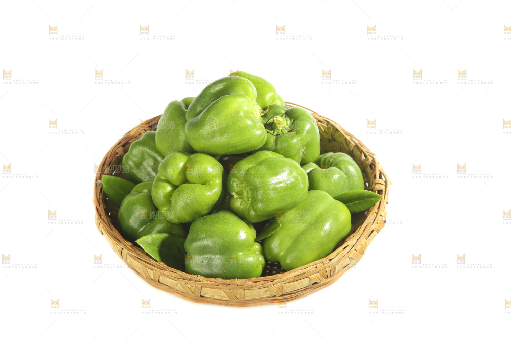 白底上的青圆椒