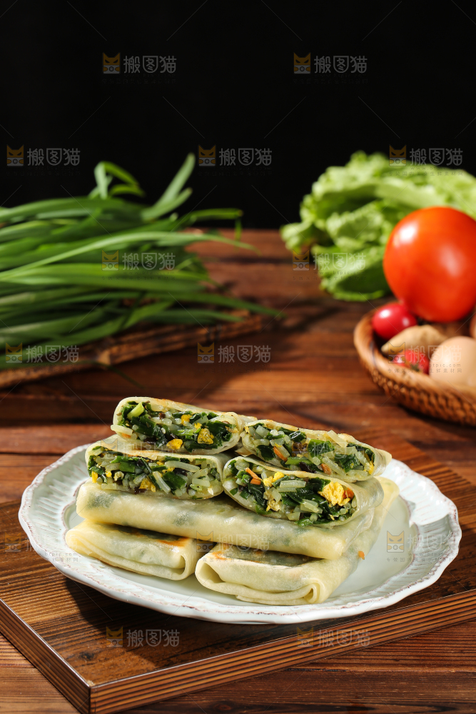 木底上的韭菜盒子