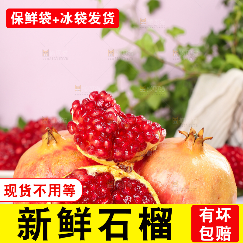 木板上的软籽红石榴