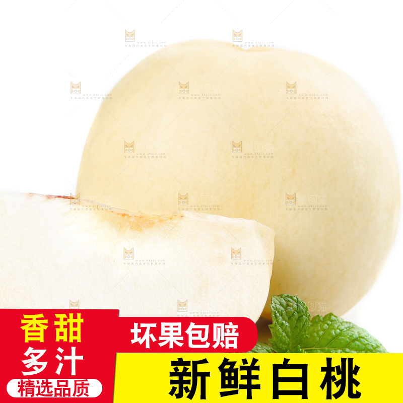 白底上的阳山水蜜桃