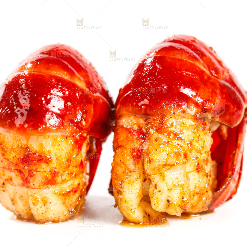 白底上的即食虾尾