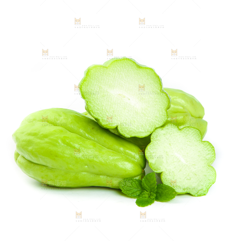 白底上放着一堆新鲜佛手瓜