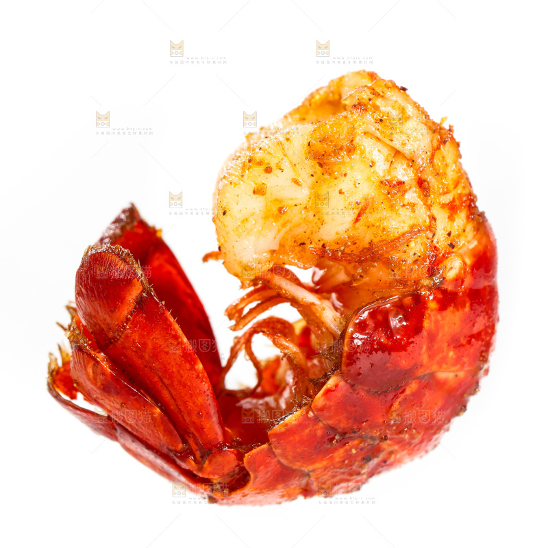 白底上的麻辣虾尾