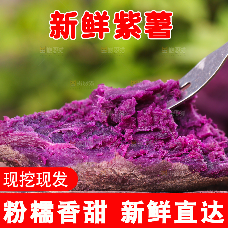 勺子上挖着紫薯