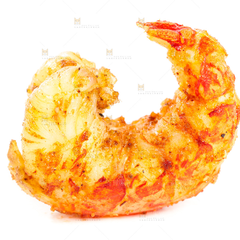 白底上熟食的虾球