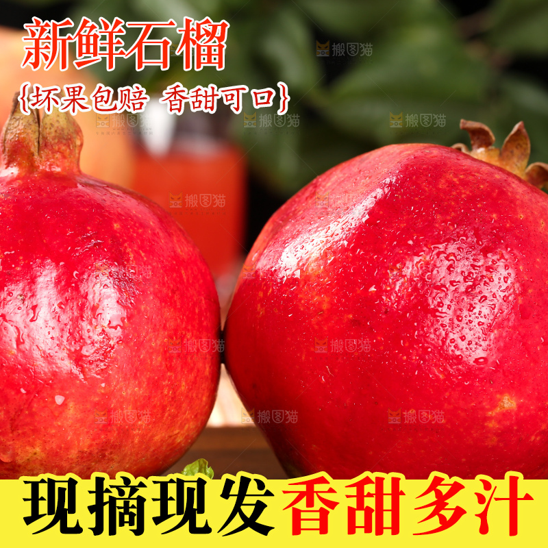 木板上的红石榴