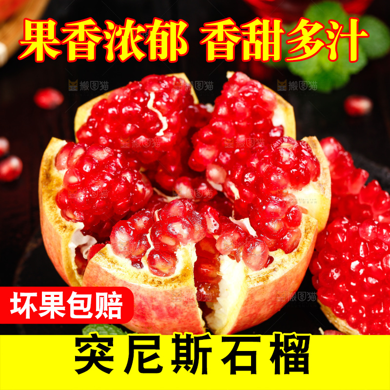 黑石底上的红宝石石榴