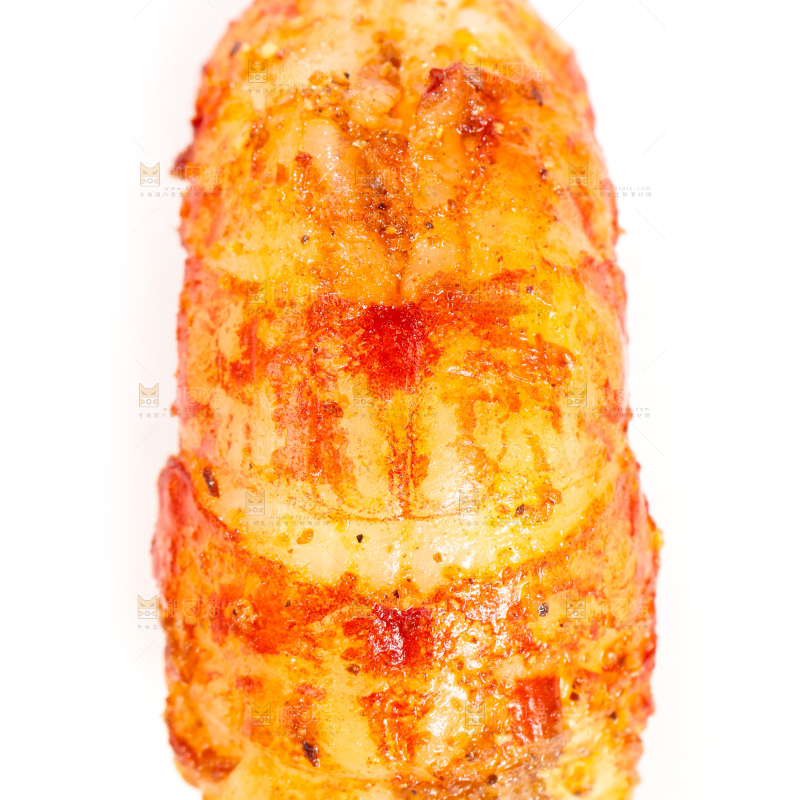 白底上熟食的虾球