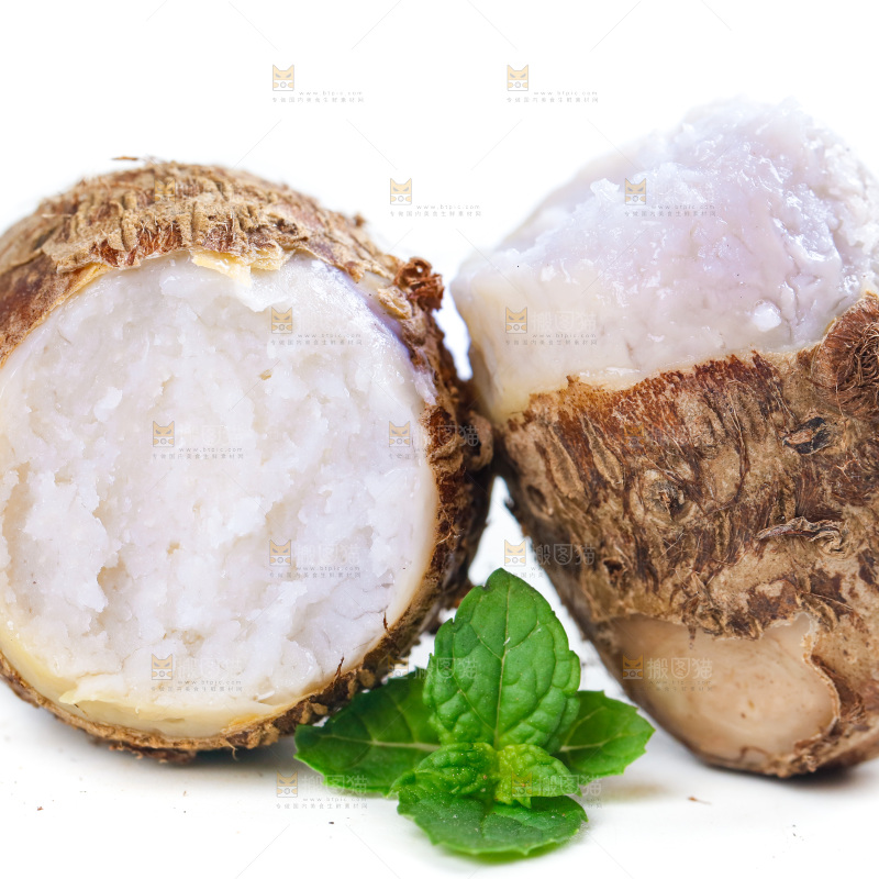 白底上熟的小芋头