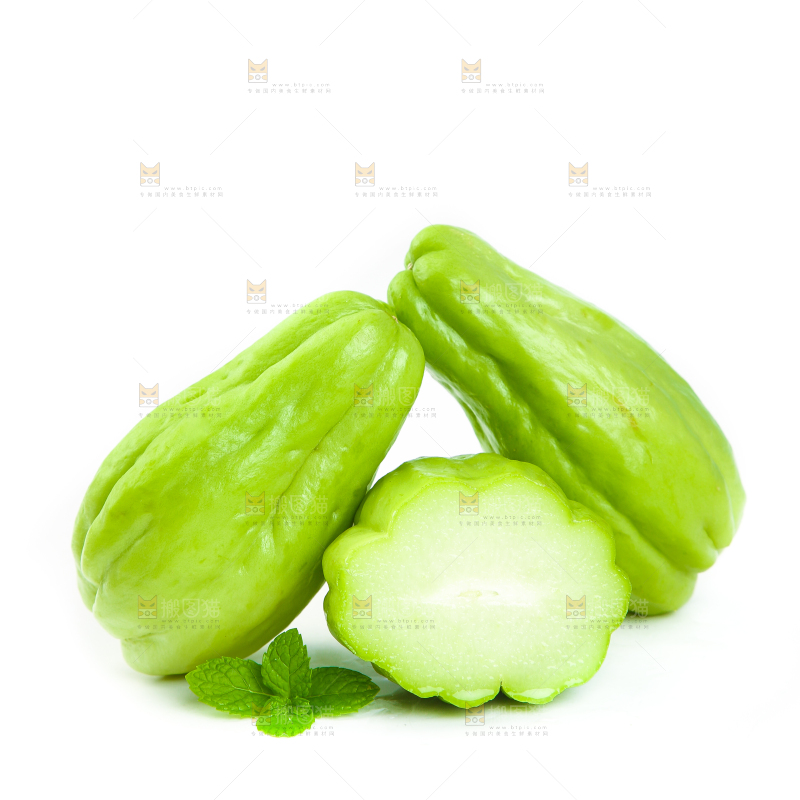 白底上放着一堆新鲜佛手瓜