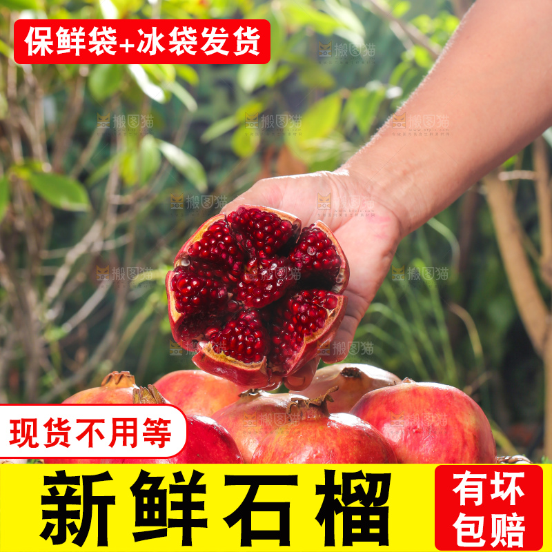绿色草坪上放着一篮软籽石榴