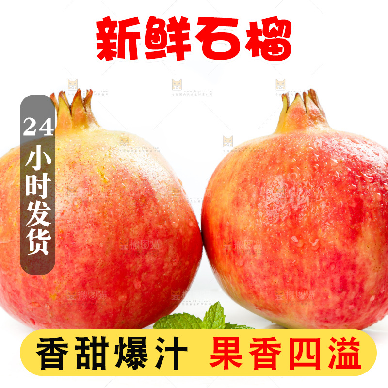 白底上的石榴
