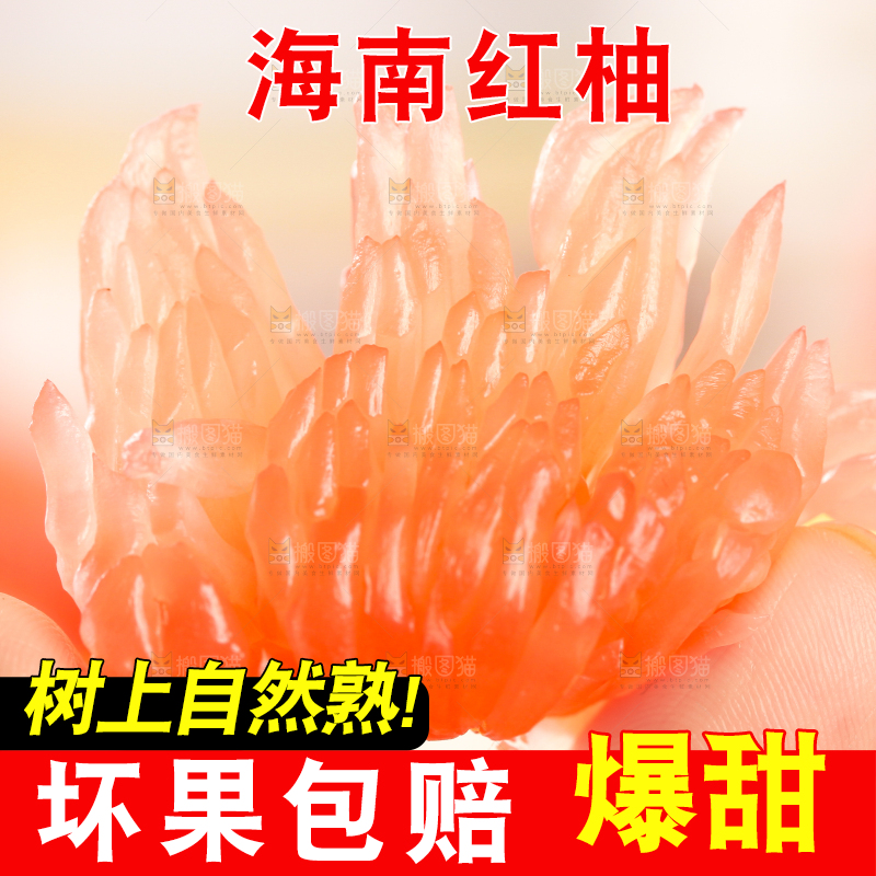 手上拿着红心柚果肉