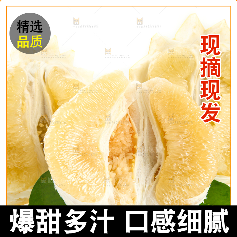 白底上的蜜柚果肉