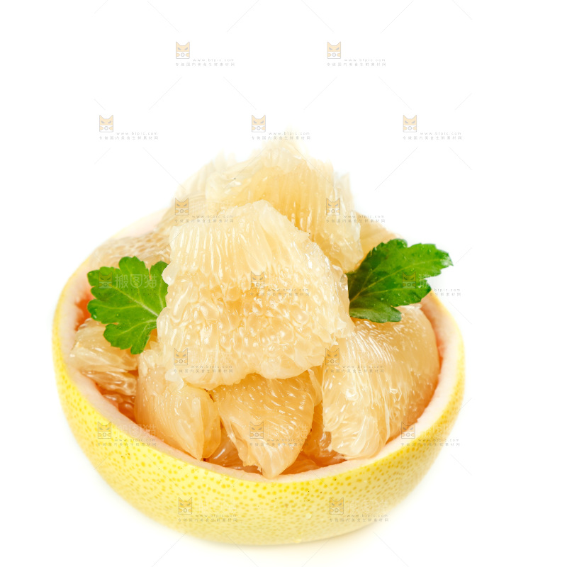 白底上放着白心蜜柚