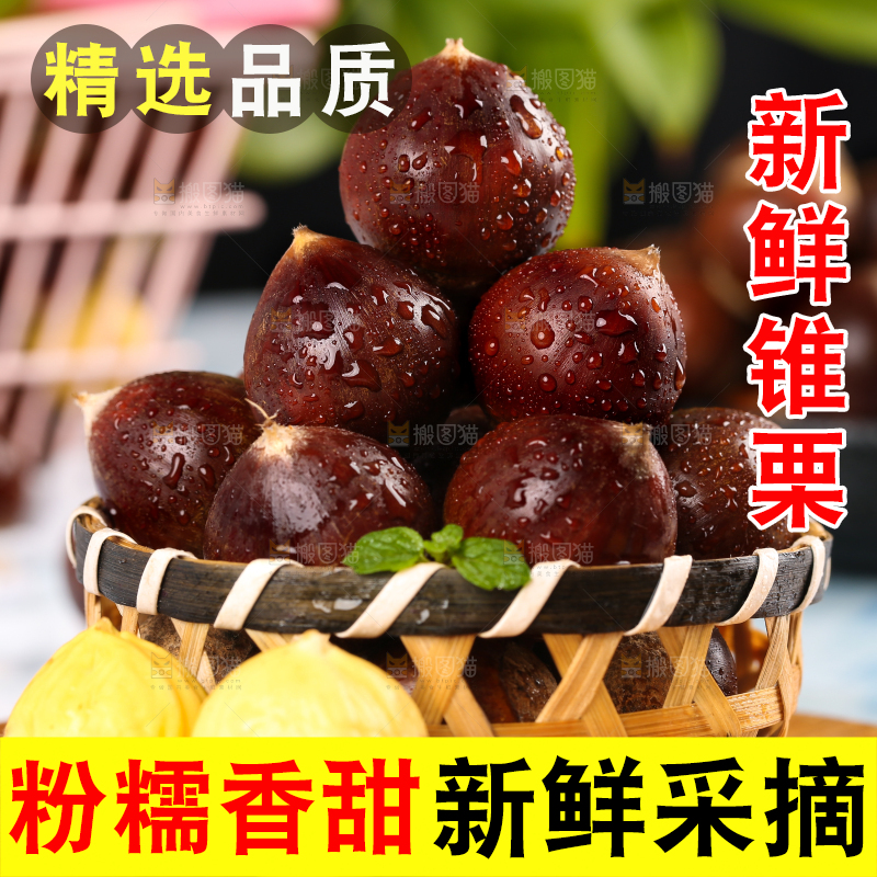 木板上一篮油锥栗