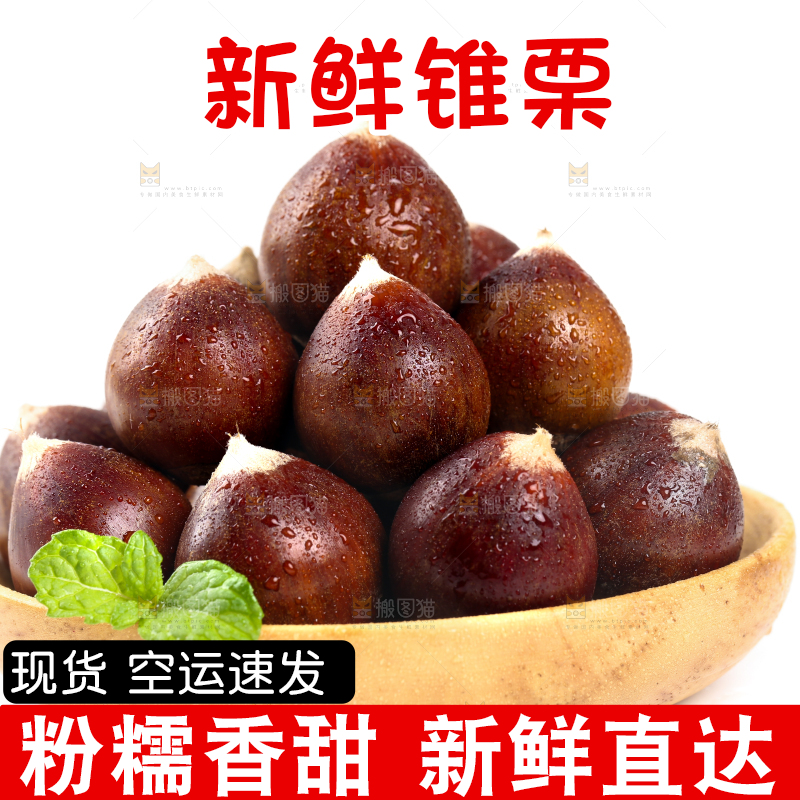 白底上一盘建瓯圆锥栗