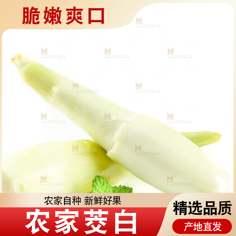 白底上放着茭白